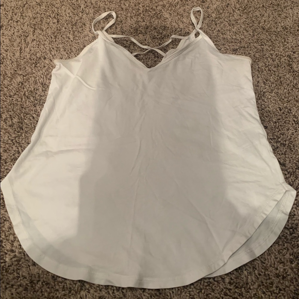 Abercrombie White Strappy Essentials Cami Tank Top